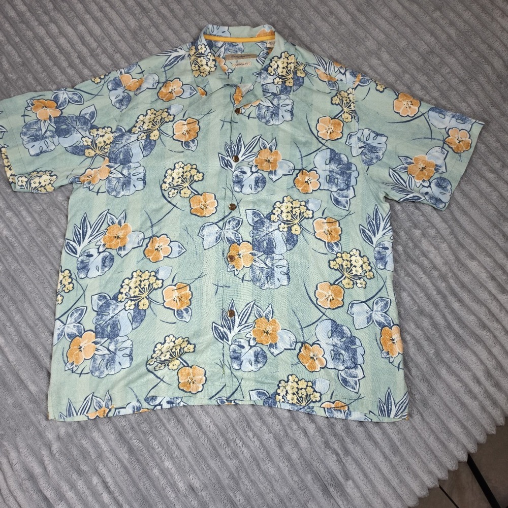 Tommy Bahama Floral Hawaiian Camp Shirt Silk Vtg Men's Size 2XLarge